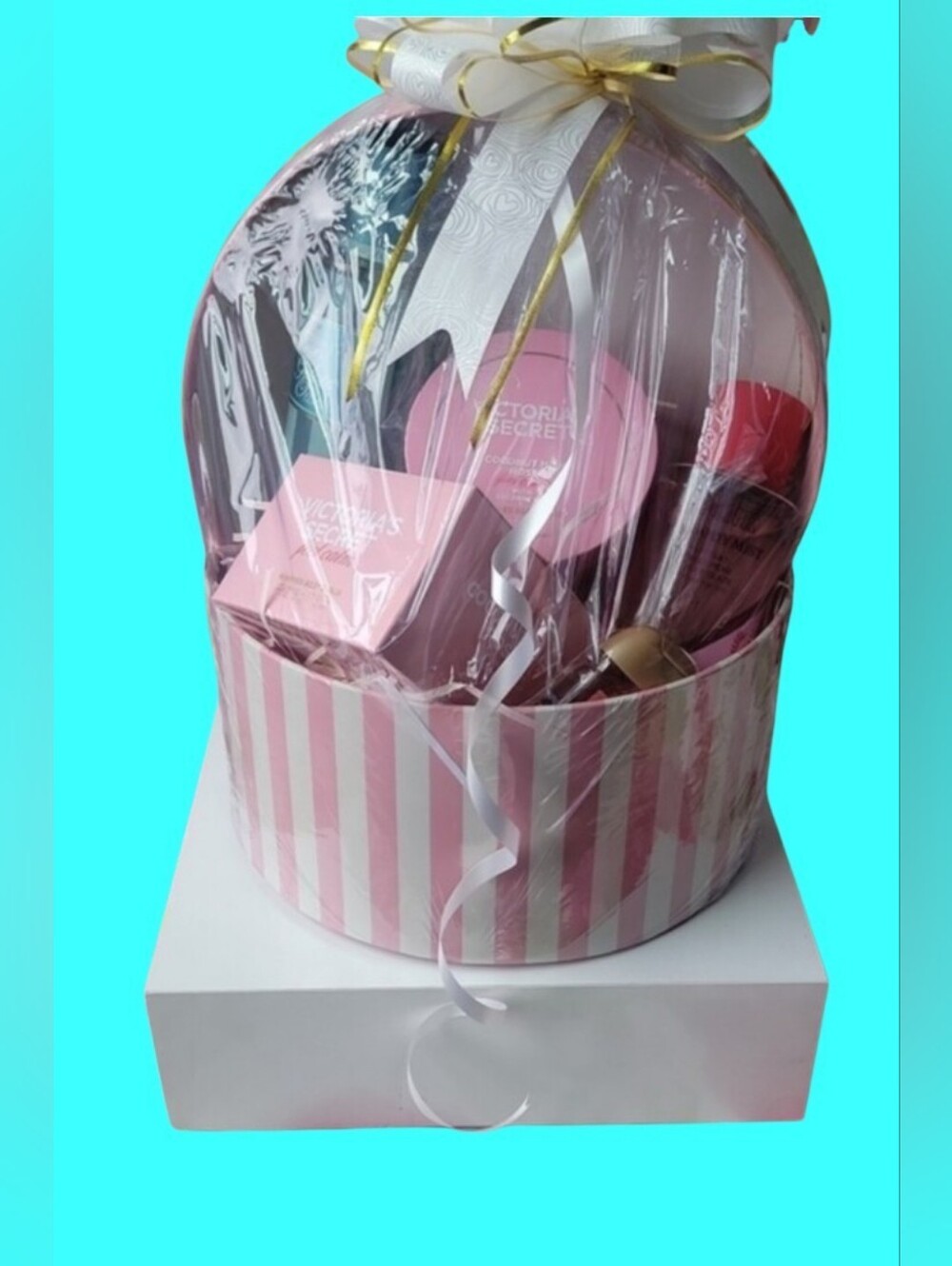 Victoria's Secret Pink and White Striped Gift Set